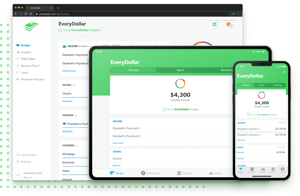 EveryDollar Examples on Desktop, Tablet, and Mobile