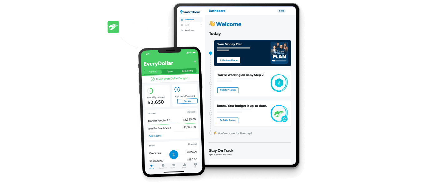 Ramsey SmartDollar on a phone and tablet.
